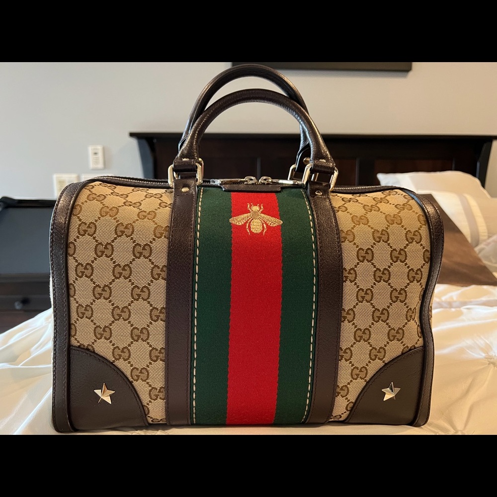 Gucci Vintage Bee Web Boston Bag - New Never Used